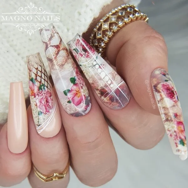 Nagelfolien Transfer Folien Blumen Nageldesign Ideen - Sommernägel - Sommer Nägel 